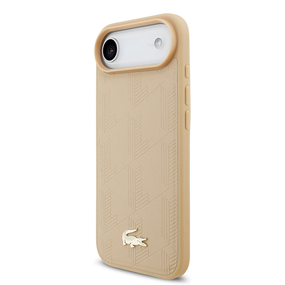 iPhone 17 Air Kılıf Lacoste Orjinal Lisanslı M-safe Şarj Özellikli PU Deri Tasarımlı Karışık Monogram Desenli Kapak