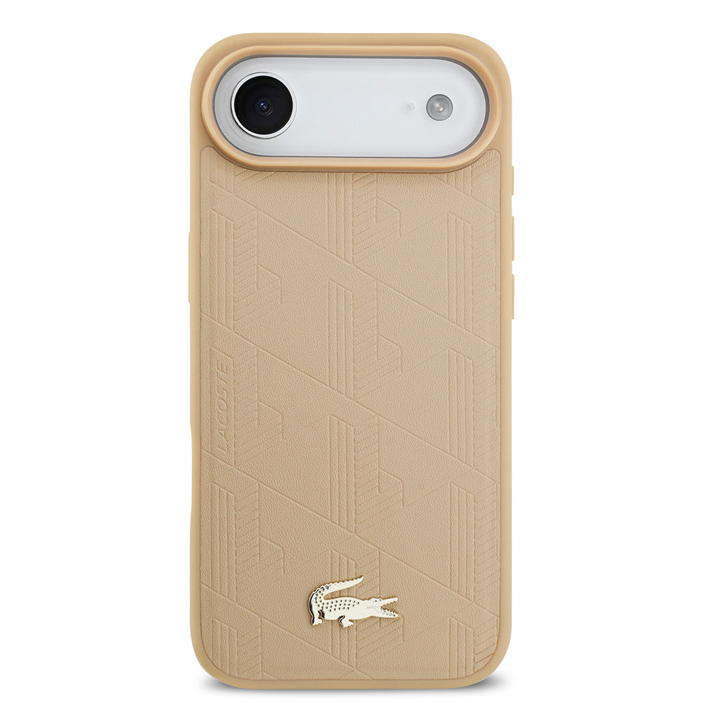 iPhone 17 Air Kılıf Lacoste Orjinal Lisanslı M-safe Şarj Özellikli PU Deri Tasarımlı Karışık Monogram Desenli Kapak