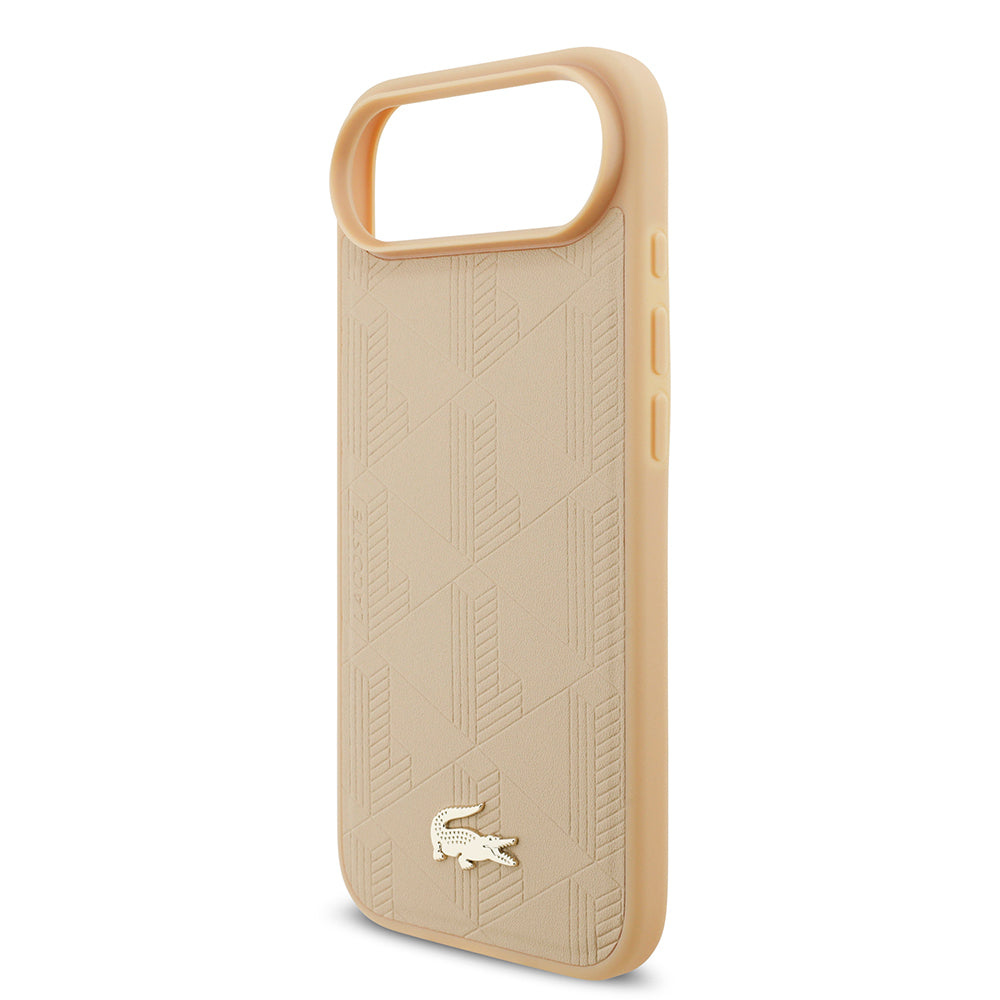 iPhone 17 Air Kılıf Lacoste Orjinal Lisanslı M-safe Şarj Özellikli PU Deri Tasarımlı Karışık Monogram Desenli Kapak