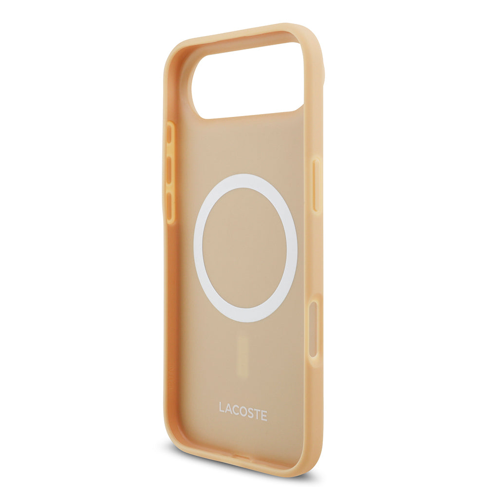 iPhone 17 Air Kılıf Lacoste Orjinal Lisanslı M-safe Şarj Özellikli PU Deri Tasarımlı Karışık Monogram Desenli Kapak