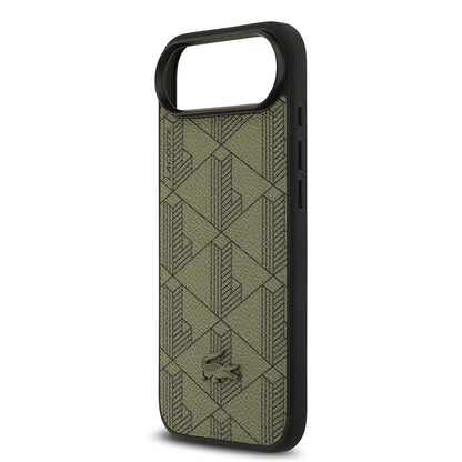 iPhone 17 Air Kılıf Lacoste Orjinal Lisanslı M-safe Şarj Özellikli PU Deri Tasarımlı Kartlıklı Karışık Monogram Desenli Kapak