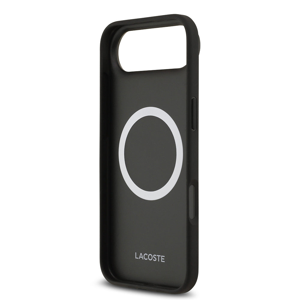 iPhone 17 Air Kılıf Lacoste Orjinal Lisanslı M-safe Şarj Özellikli PU Deri Tasarımlı Kartlıklı Karışık Monogram Desenli Kapak