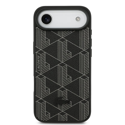 iPhone 17 Air Kılıf Lacoste Orjinal Lisanslı M-safe Şarj Özellikli PU Deri Tasarımlı Kartlıklı Karışık Monogram Desenli Kapak