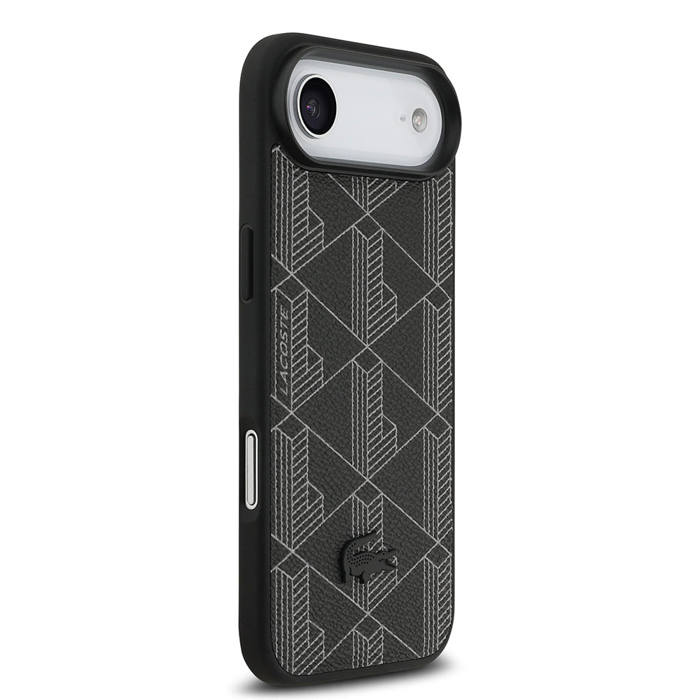 iPhone 17 Air Kılıf Lacoste Orjinal Lisanslı M-safe Şarj Özellikli PU Deri Tasarımlı Kartlıklı Karışık Monogram Desenli Kapak