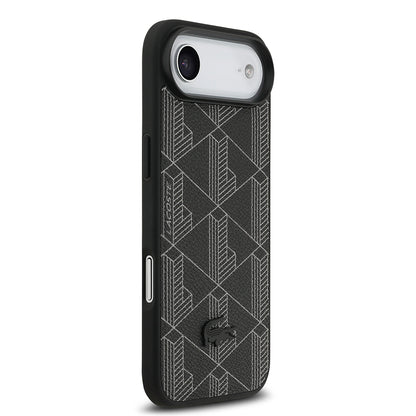 iPhone 17 Air Kılıf Lacoste Orjinal Lisanslı M-safe Şarj Özellikli PU Deri Tasarımlı Kartlıklı Karışık Monogram Desenli Kapak