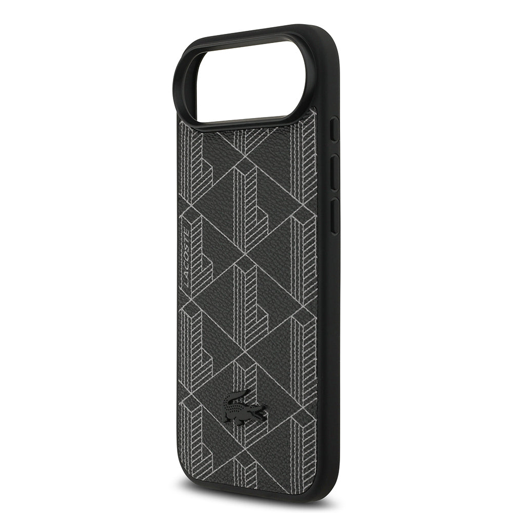 iPhone 17 Air Kılıf Lacoste Orjinal Lisanslı M-safe Şarj Özellikli PU Deri Tasarımlı Kartlıklı Karışık Monogram Desenli Kapak