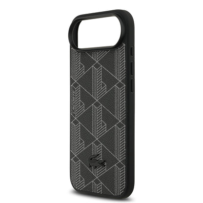 iPhone 17 Air Kılıf Lacoste Orjinal Lisanslı M-safe Şarj Özellikli PU Deri Tasarımlı Kartlıklı Karışık Monogram Desenli Kapak