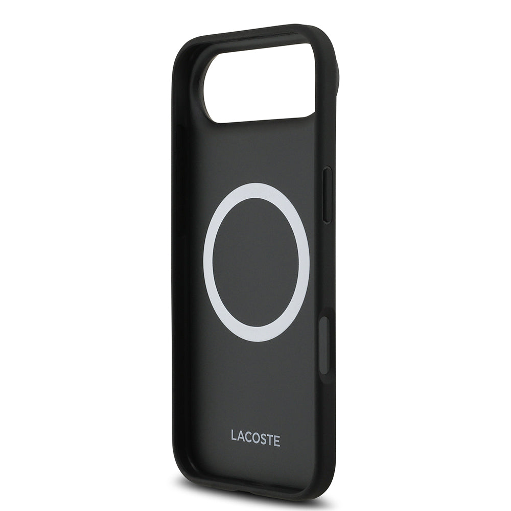 iPhone 17 Air Kılıf Lacoste Orjinal Lisanslı M-safe Şarj Özellikli PU Deri Tasarımlı Kartlıklı Karışık Monogram Desenli Kapak