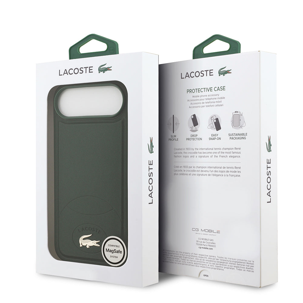 iPhone 17 Air Kılıf Lacoste Orjinal Lisanslı M-safe Şarj Özellikli PU Deri Tasarımlı Metal Logolu Kapak