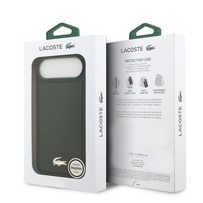 iPhone 17 Air Kılıf Lacoste Orjinal Lisanslı M-safe Şarj Özellikli PU Deri Tasarımlı Metal Logolu Kapak