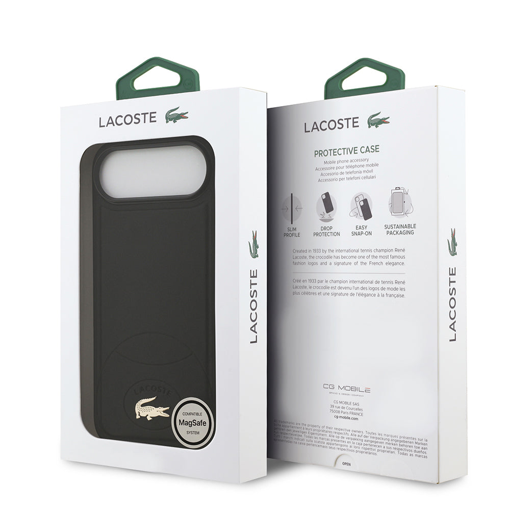 iPhone 17 Air Kılıf Lacoste Orjinal Lisanslı M-safe Şarj Özellikli PU Deri Tasarımlı Metal Logolu Kapak