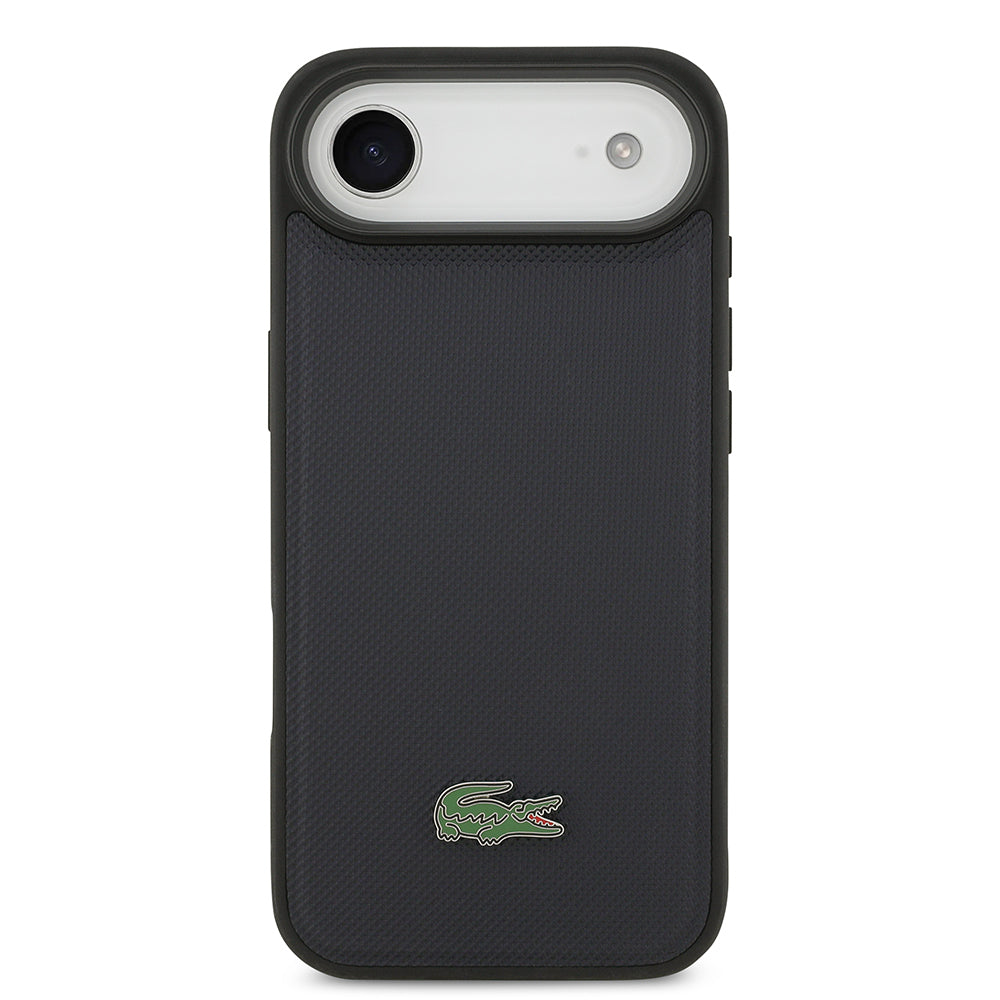 iPhone 17 Air Kılıf Lacoste Orjinal Lisanslı M-safe Şarj Özellikli PU Pike Desenli Metal Logolu Kartlıklı Kapak