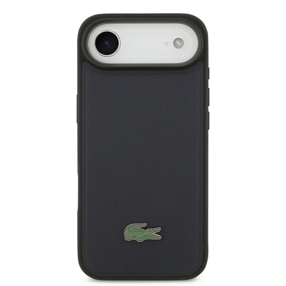 iPhone 17 Air Kılıf Lacoste Orjinal Lisanslı M-safe Şarj Özellikli PU Pike Desenli Metal Logolu Kartlıklı Kapak