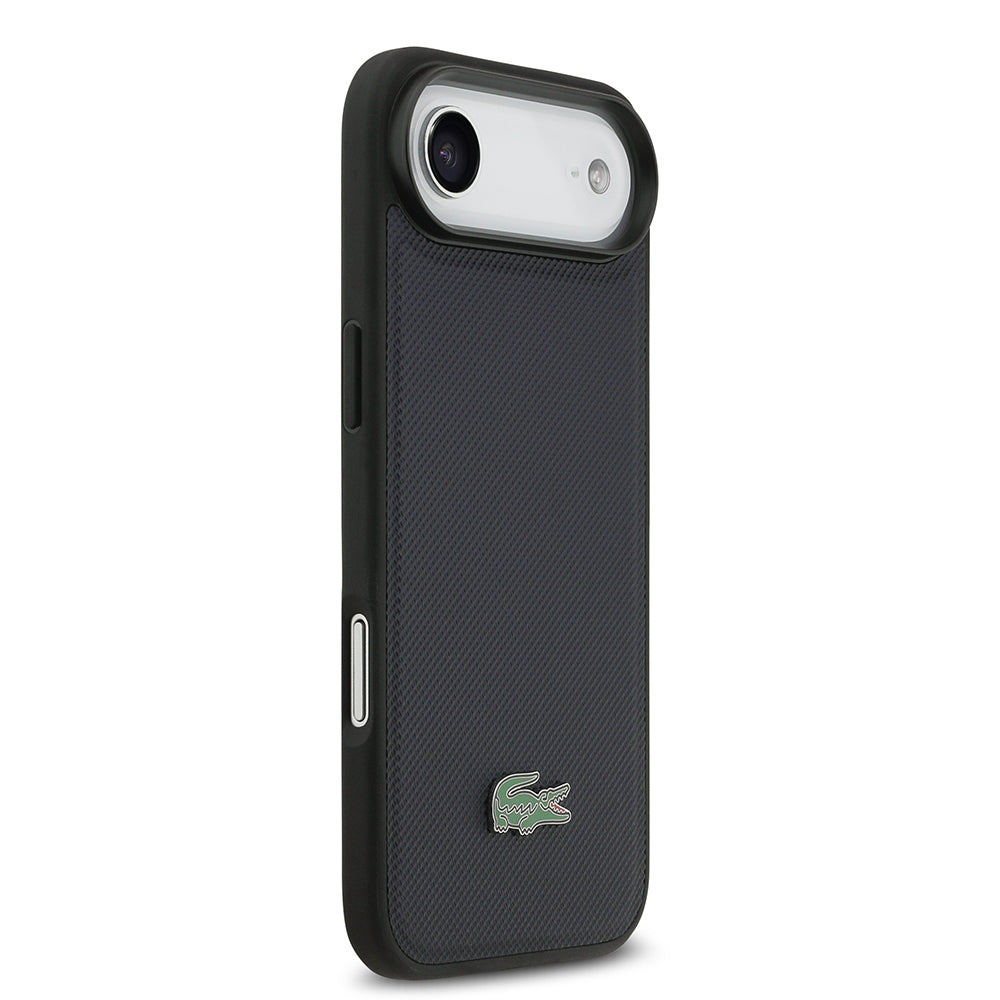 iPhone 17 Air Kılıf Lacoste Orjinal Lisanslı M-safe Şarj Özellikli PU Pike Desenli Metal Logolu Kartlıklı Kapak