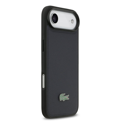 iPhone 17 Air Kılıf Lacoste Orjinal Lisanslı M-safe Şarj Özellikli PU Pike Desenli Metal Logolu Kartlıklı Kapak