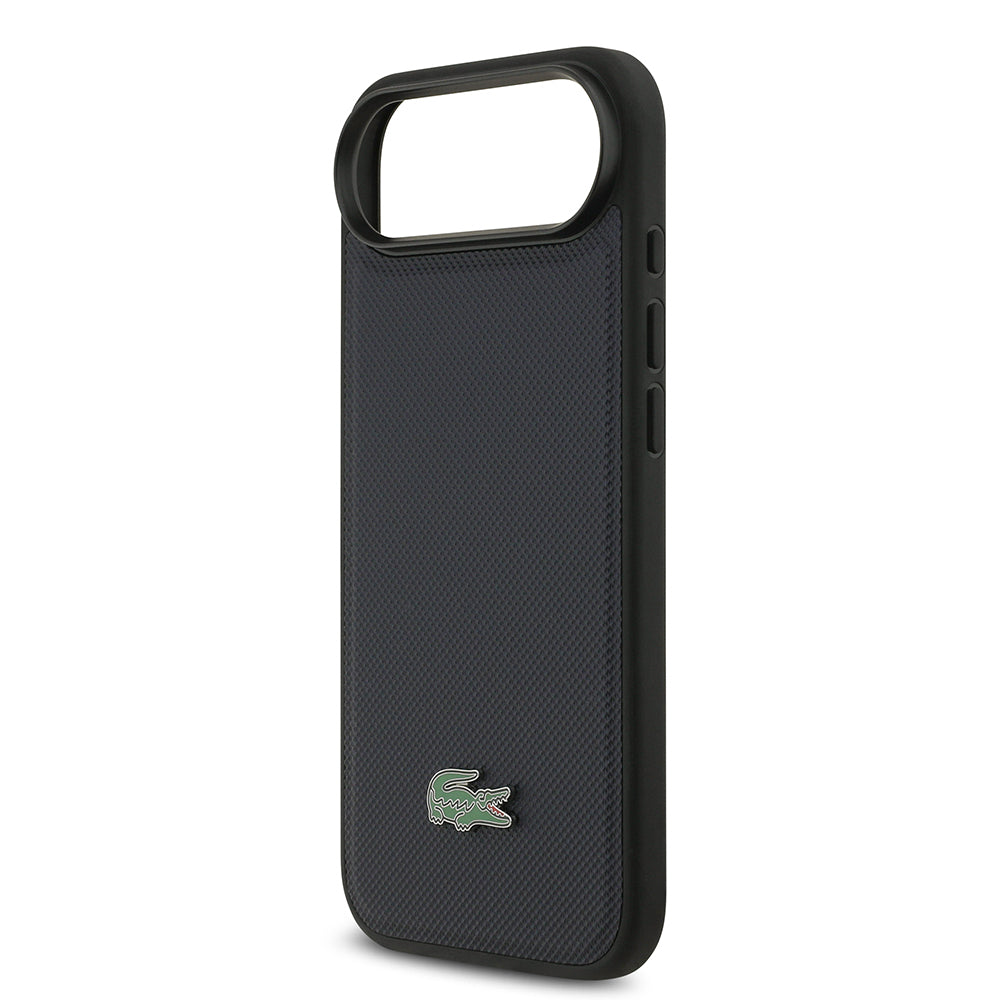 iPhone 17 Air Kılıf Lacoste Orjinal Lisanslı M-safe Şarj Özellikli PU Pike Desenli Metal Logolu Kartlıklı Kapak