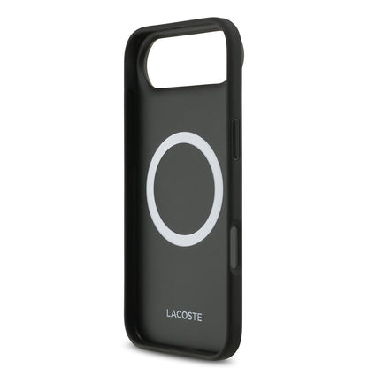 iPhone 17 Air Kılıf Lacoste Orjinal Lisanslı M-safe Şarj Özellikli PU Pike Desenli Metal Logolu Kartlıklı Kapak