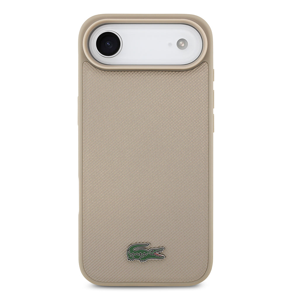 iPhone 17 Air Kılıf Lacoste Orjinal Lisanslı M-safe Şarj Özellikli PU Pike Desenli Metal Logolu Kartlıklı Kapak