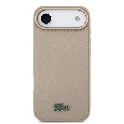 iPhone 17 Air Kılıf Lacoste Orjinal Lisanslı M-safe Şarj Özellikli PU Pike Desenli Metal Logolu Kartlıklı Kapak