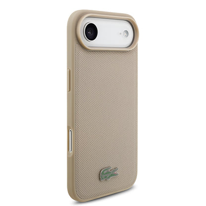 iPhone 17 Air Kılıf Lacoste Orjinal Lisanslı M-safe Şarj Özellikli PU Pike Desenli Metal Logolu Kartlıklı Kapak
