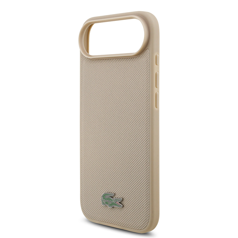 iPhone 17 Air Kılıf Lacoste Orjinal Lisanslı M-safe Şarj Özellikli PU Pike Desenli Metal Logolu Kartlıklı Kapak