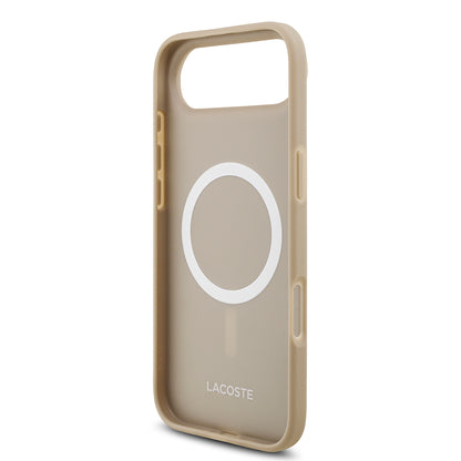 iPhone 17 Air Kılıf Lacoste Orjinal Lisanslı M-safe Şarj Özellikli PU Pike Desenli Metal Logolu Kartlıklı Kapak