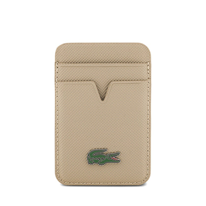 iPhone 17 Air Kılıf Lacoste Orjinal Lisanslı M-safe Şarj Özellikli PU Pike Desenli Metal Logolu Kartlıklı Kapak