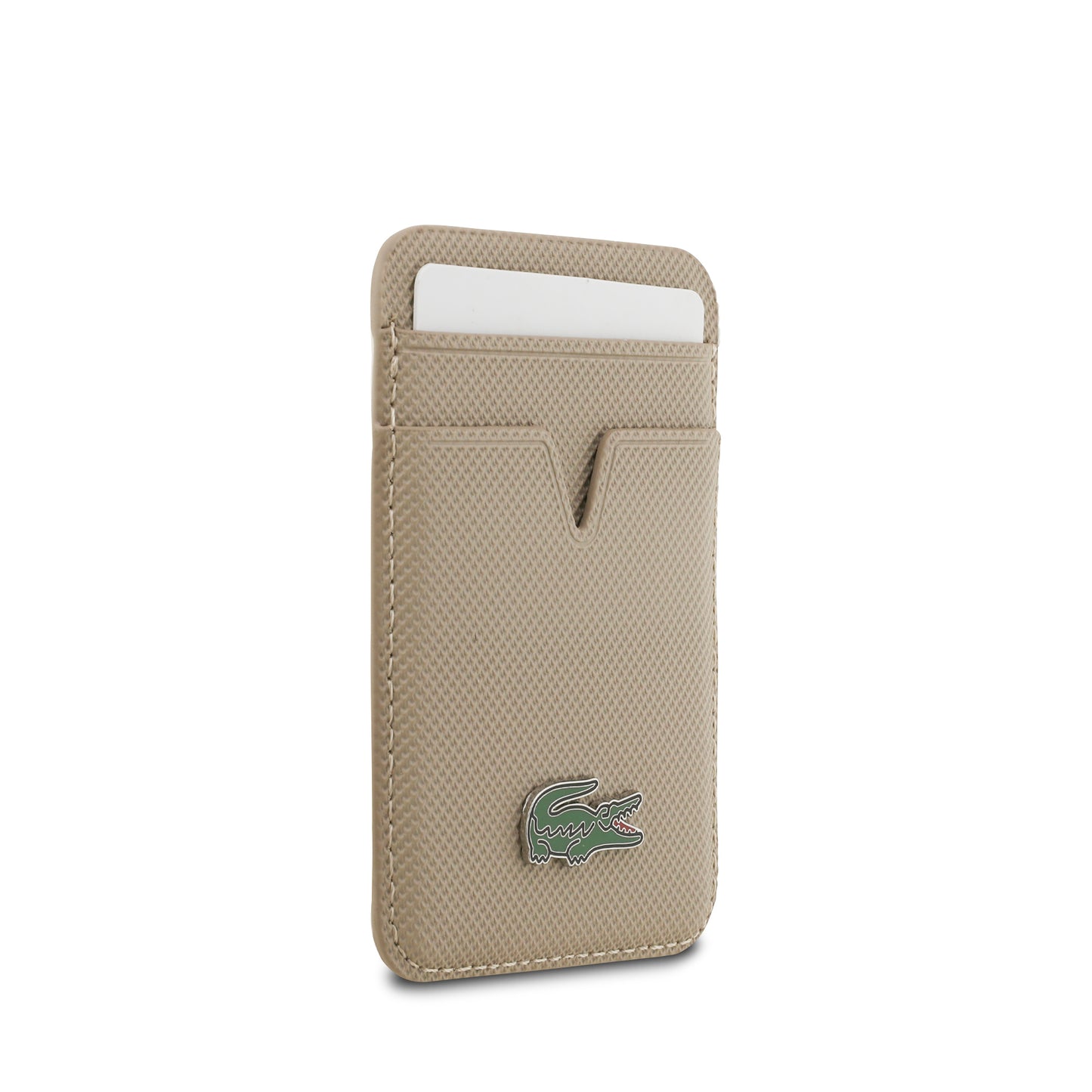iPhone 17 Air Kılıf Lacoste Orjinal Lisanslı M-safe Şarj Özellikli PU Pike Desenli Metal Logolu Kartlıklı Kapak