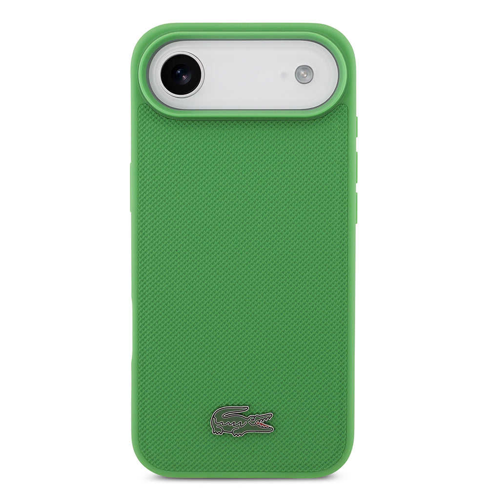 iPhone 17 Air Kılıf Lacoste Orjinal Lisanslı M-safe Şarj Özellikli PU Pike Desenli Metal Logolu Kartlıklı Kapak