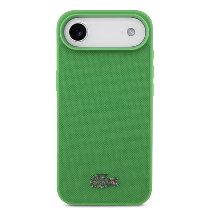 iPhone 17 Air Kılıf Lacoste Orjinal Lisanslı M-safe Şarj Özellikli PU Pike Desenli Metal Logolu Kartlıklı Kapak