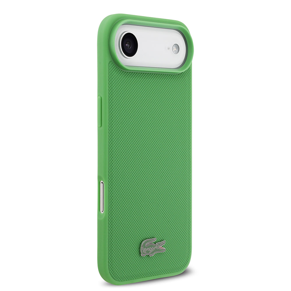 iPhone 17 Air Kılıf Lacoste Orjinal Lisanslı M-safe Şarj Özellikli PU Pike Desenli Metal Logolu Kartlıklı Kapak