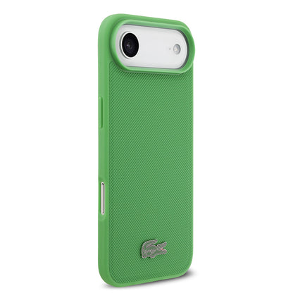 iPhone 17 Air Kılıf Lacoste Orjinal Lisanslı M-safe Şarj Özellikli PU Pike Desenli Metal Logolu Kartlıklı Kapak
