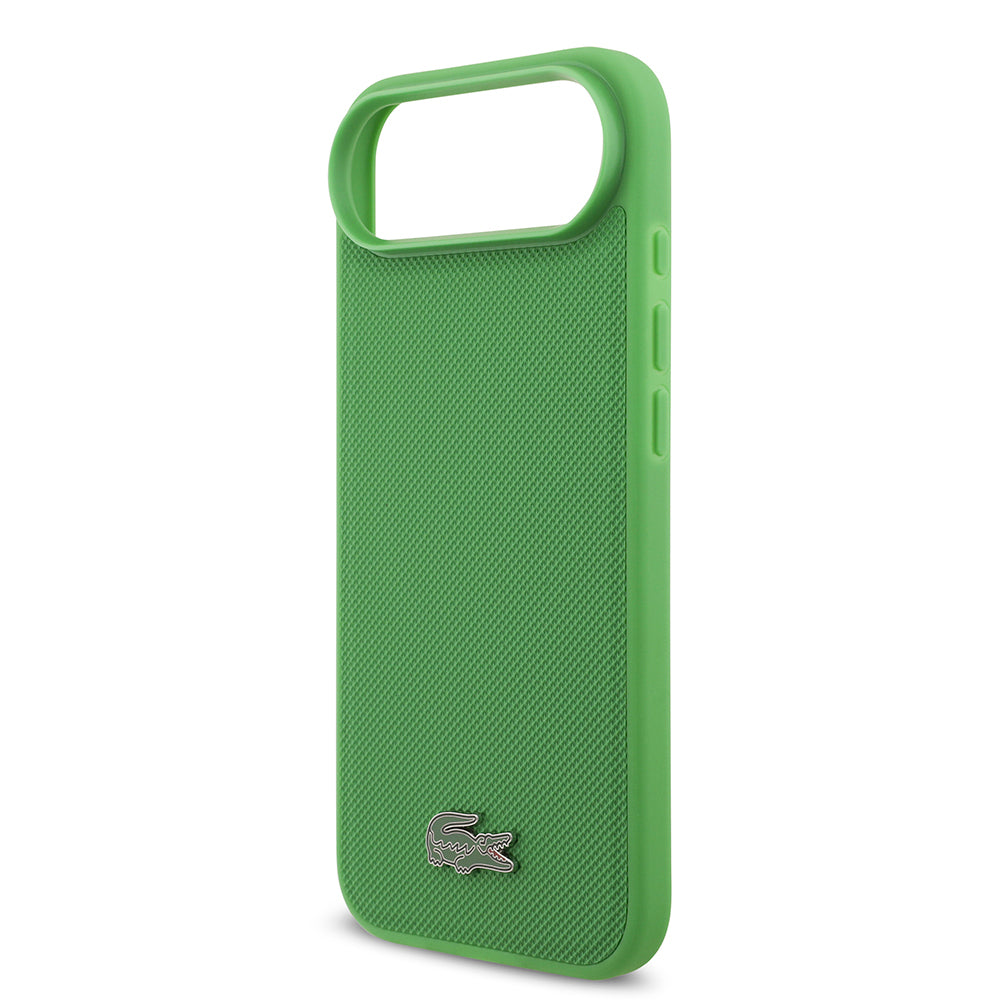 iPhone 17 Air Kılıf Lacoste Orjinal Lisanslı M-safe Şarj Özellikli PU Pike Desenli Metal Logolu Kartlıklı Kapak