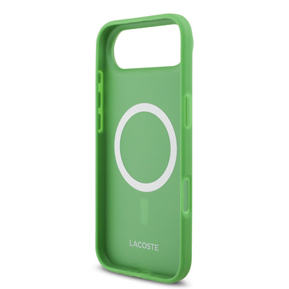 iPhone 17 Air Kılıf Lacoste Orjinal Lisanslı M-safe Şarj Özellikli PU Pike Desenli Metal Logolu Kartlıklı Kapak