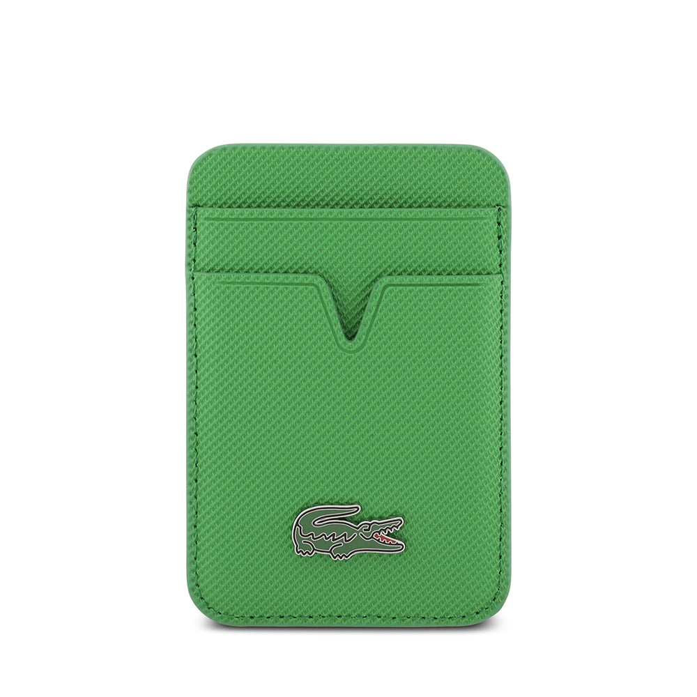 iPhone 17 Air Kılıf Lacoste Orjinal Lisanslı M-safe Şarj Özellikli PU Pike Desenli Metal Logolu Kartlıklı Kapak