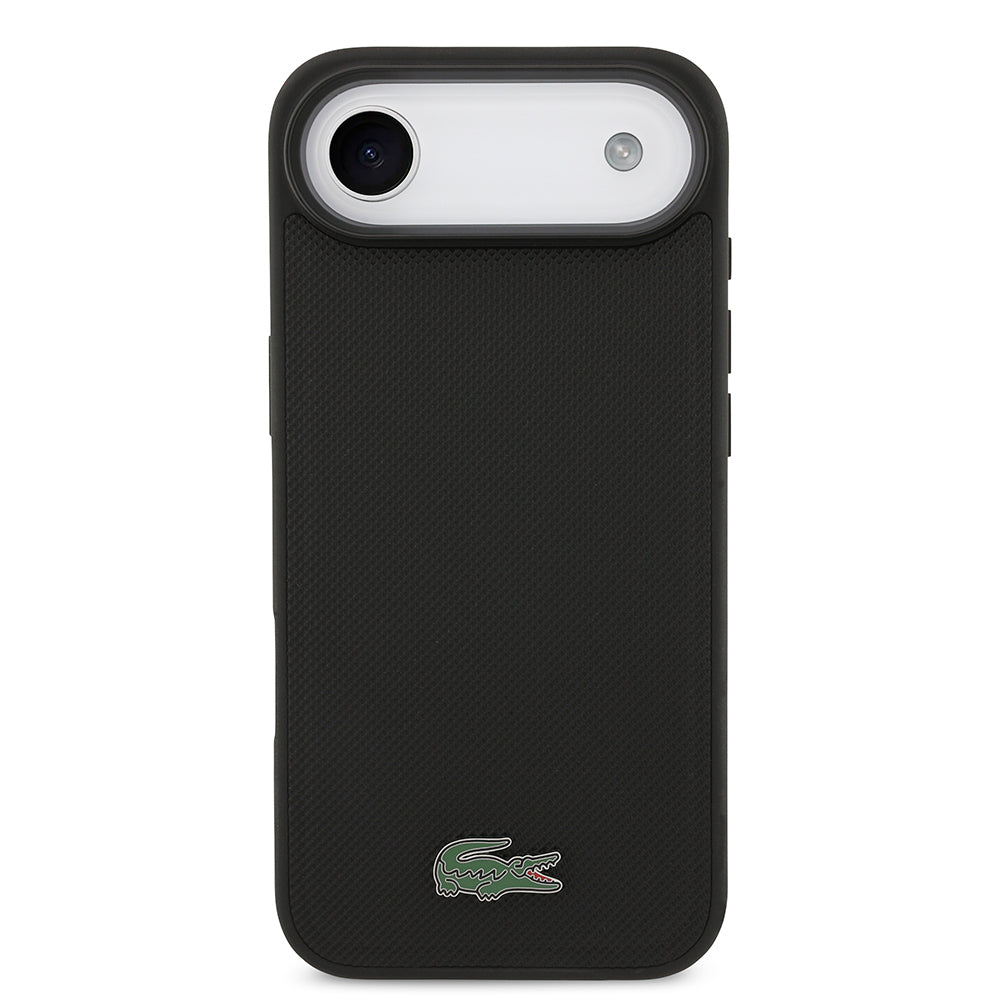 iPhone 17 Air Kılıf Lacoste Orjinal Lisanslı M-safe Şarj Özellikli PU Pike Desenli Metal Logolu Kartlıklı Kapak