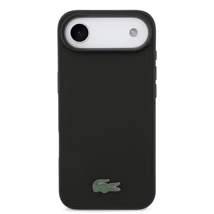 iPhone 17 Air Kılıf Lacoste Orjinal Lisanslı M-safe Şarj Özellikli PU Pike Desenli Metal Logolu Kartlıklı Kapak