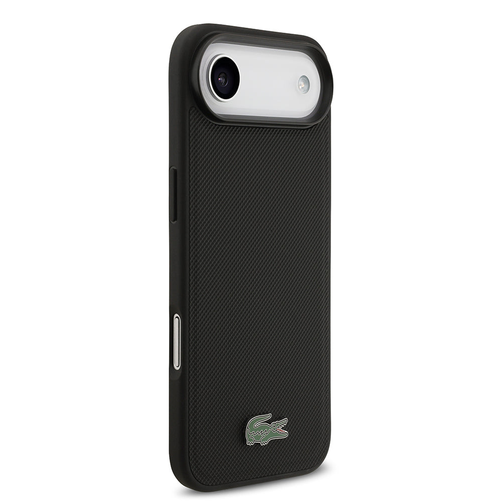 iPhone 17 Air Kılıf Lacoste Orjinal Lisanslı M-safe Şarj Özellikli PU Pike Desenli Metal Logolu Kartlıklı Kapak