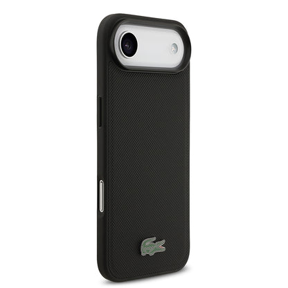 iPhone 17 Air Kılıf Lacoste Orjinal Lisanslı M-safe Şarj Özellikli PU Pike Desenli Metal Logolu Kartlıklı Kapak