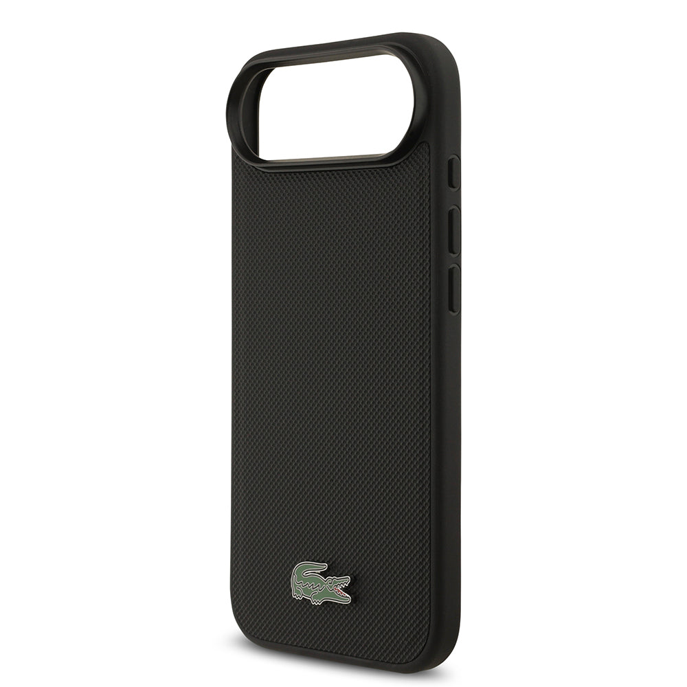 iPhone 17 Air Kılıf Lacoste Orjinal Lisanslı M-safe Şarj Özellikli PU Pike Desenli Metal Logolu Kartlıklı Kapak