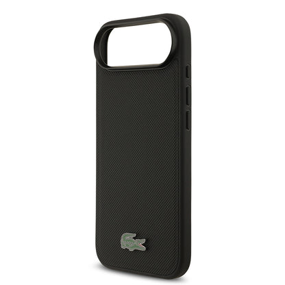 iPhone 17 Air Kılıf Lacoste Orjinal Lisanslı M-safe Şarj Özellikli PU Pike Desenli Metal Logolu Kartlıklı Kapak