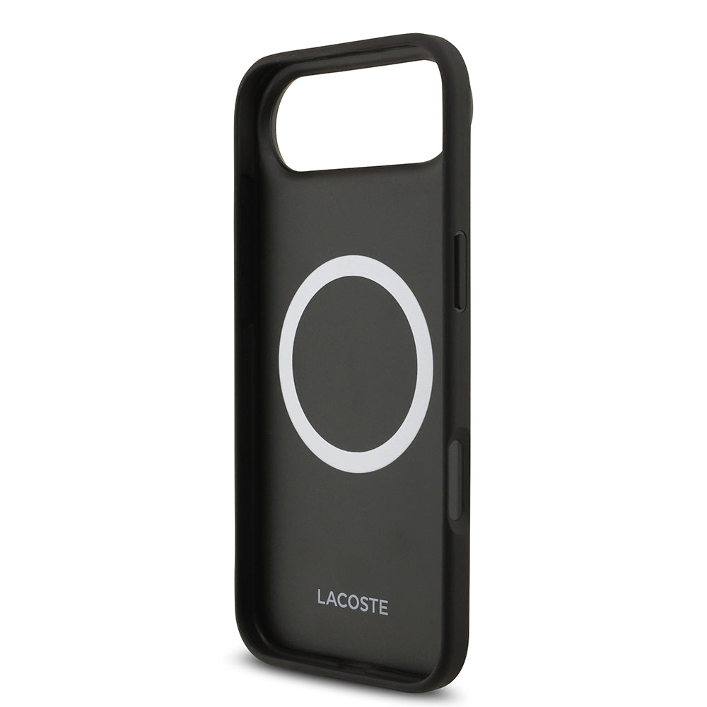 iPhone 17 Air Kılıf Lacoste Orjinal Lisanslı M-safe Şarj Özellikli PU Pike Desenli Metal Logolu Kartlıklı Kapak