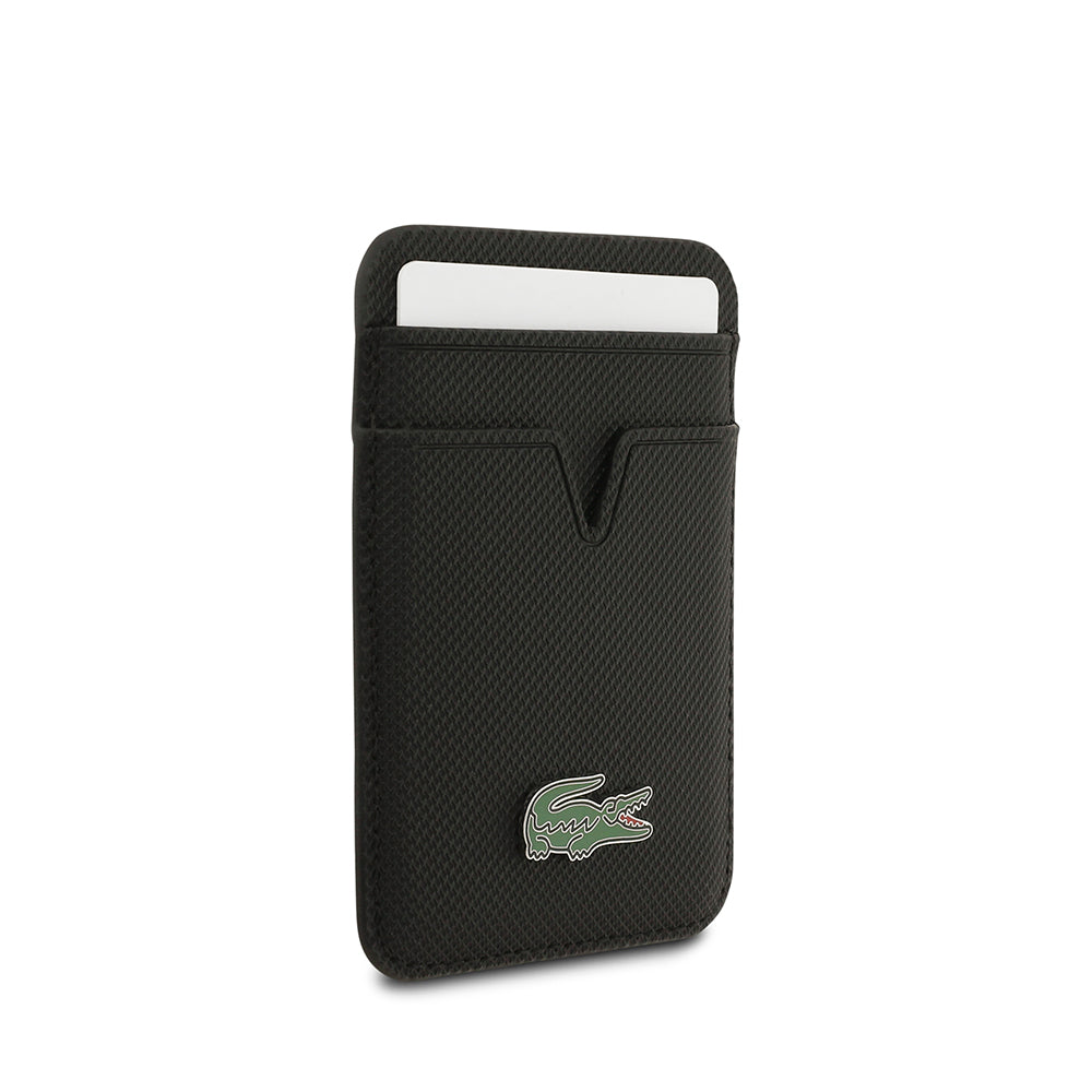 iPhone 17 Air Kılıf Lacoste Orjinal Lisanslı M-safe Şarj Özellikli PU Pike Desenli Metal Logolu Kartlıklı Kapak