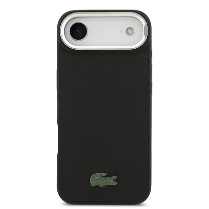 iPhone 17 Air Kılıf Lacoste Orjinal Lisanslı M-safe Şarj Özellikli PU Pike Desenli Standlı Metal Logolu Kapak