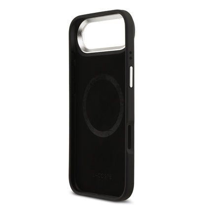 iPhone 17 Air Kılıf Lacoste Orjinal Lisanslı M-safe Şarj Özellikli PU Pike Desenli Standlı Metal Logolu Kapak