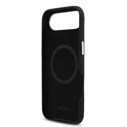 Apple iPhone 17 Air Kılıf Lacoste Orjinal Lisanslı M-Safe Şarj Özellikli PVC Pike Desenli Arka Yüzey İkonik Timsah Dokuma Logolu Kapak