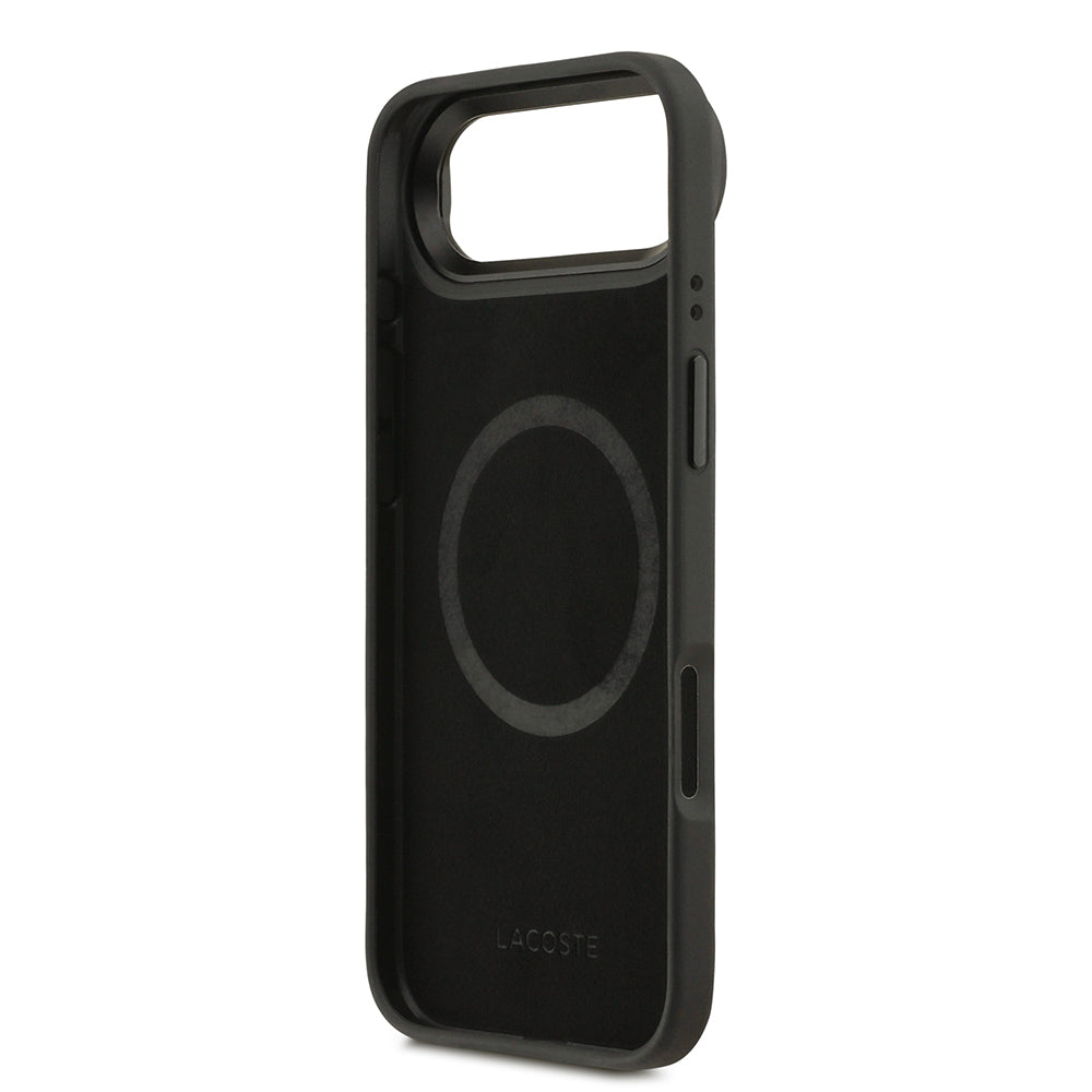 iPhone 17 Air Kılıf Lacoste Orjinal Lisanslı M-safe Şarj Özellikli Standlı PU Deri Karışık Monogram Desenli Kapak