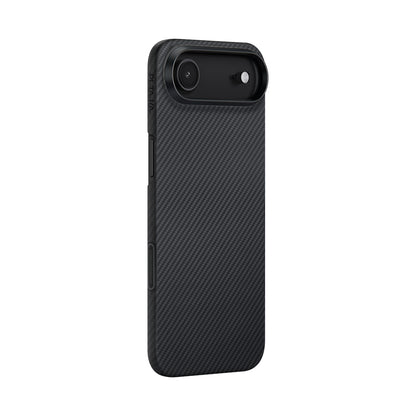 iPhone 17 Air Kılıf M-safe Şarj Özellikli 1500D Aramid Fiber Pitaka Ultra-Slim Classic Serisi Black-Grey Twill Kapak