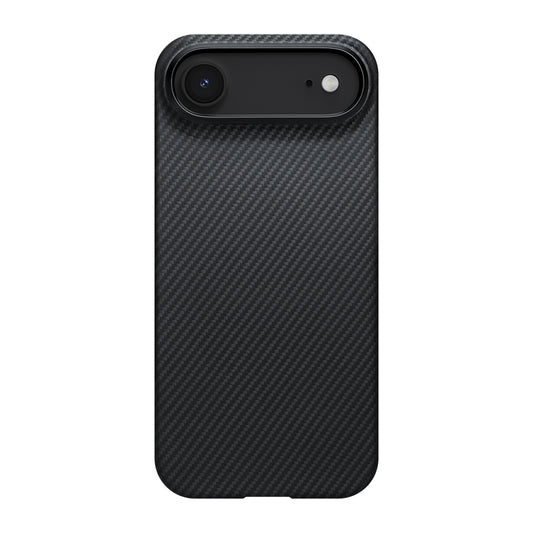 iPhone 17 Air Kılıf M-safe Şarj Özellikli 1500D Aramid Fiber Pitaka Ultra-Slim Classic Serisi Black-Grey Twill Kapak
