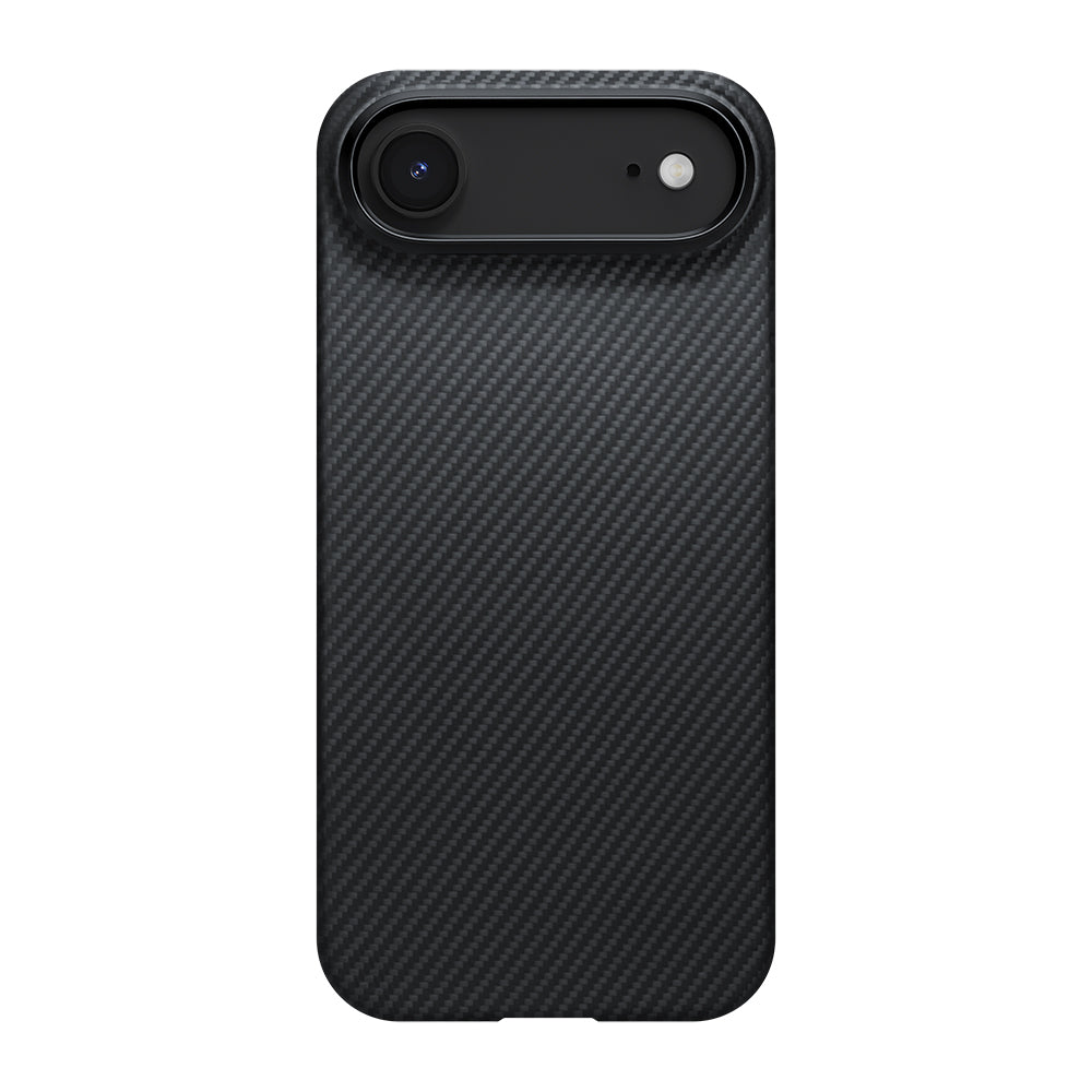 iPhone 17 Air Kılıf M-safe Şarj Özellikli 1500D Aramid Fiber Pitaka Ultra-Slim Classic Serisi Black-Grey Twill Kapak